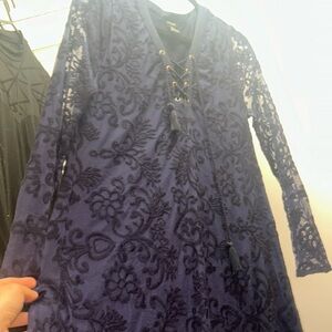 Navy Lacey detailed dress